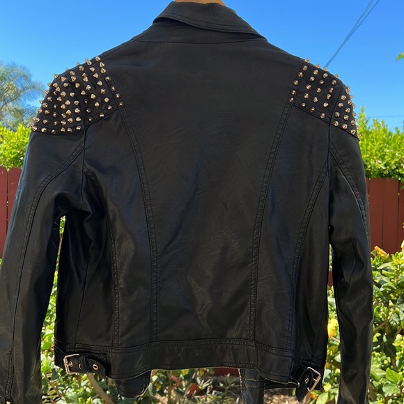Faux Leather Jacket with Gold Studs - Picture 6 of 6